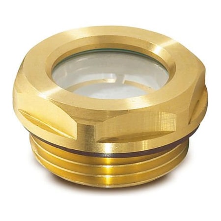 J.W. Winco Brass Fluid Level Sight Glass w/ Reflector - M26 x 1.5 Thread - J.W. Winco 260XOD4/A 743.2-18-M26X1.5-A